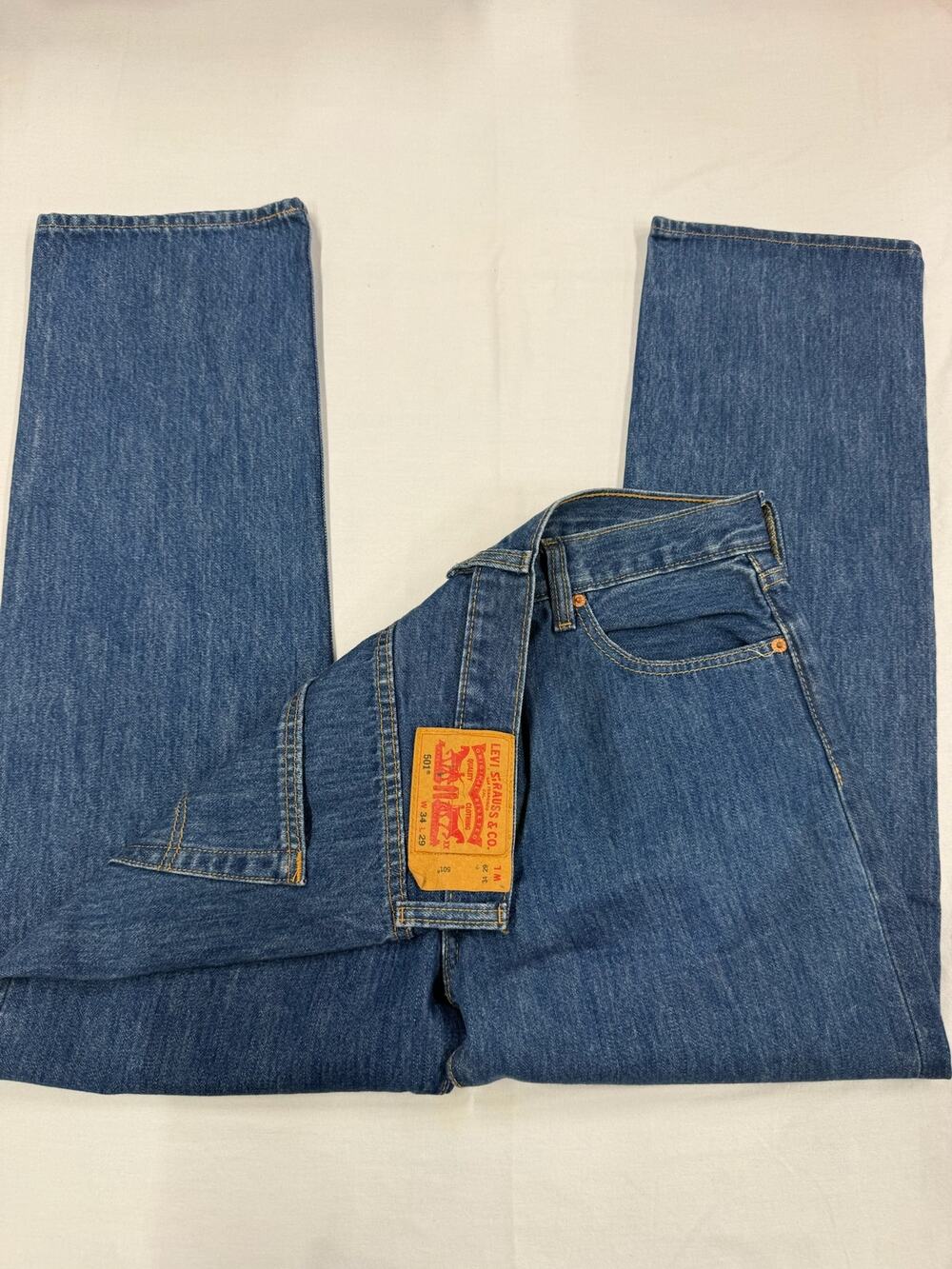 Levi’s 501 Original Jeans Men’s W34 L29 Blue Button Straight Leg Size Stickers